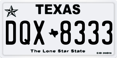 TX license plate DQX8333