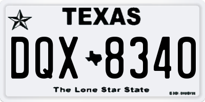 TX license plate DQX8340