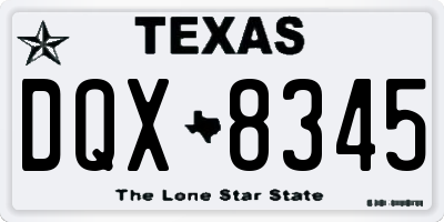 TX license plate DQX8345
