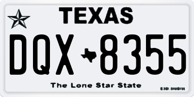 TX license plate DQX8355