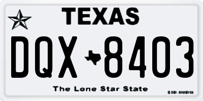 TX license plate DQX8403