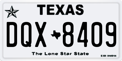 TX license plate DQX8409