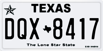 TX license plate DQX8417
