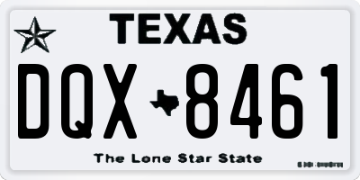 TX license plate DQX8461