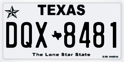 TX license plate DQX8481