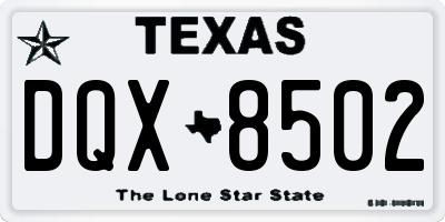 TX license plate DQX8502