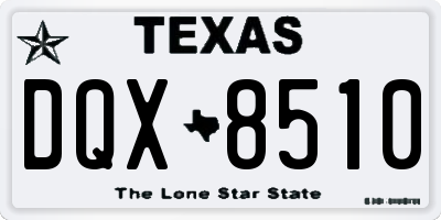 TX license plate DQX8510