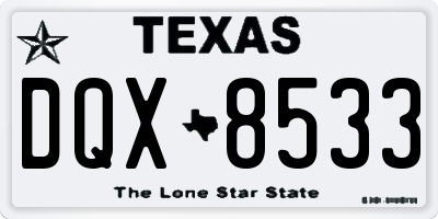 TX license plate DQX8533