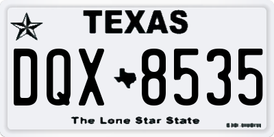 TX license plate DQX8535