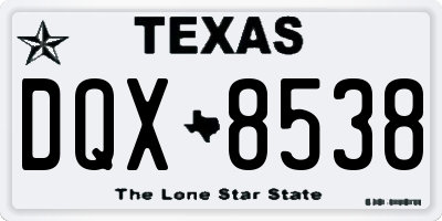 TX license plate DQX8538