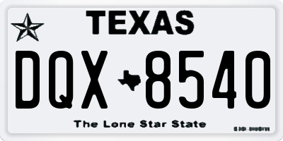 TX license plate DQX8540