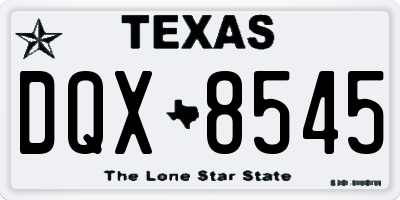 TX license plate DQX8545