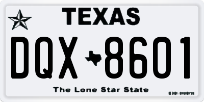 TX license plate DQX8601