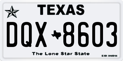 TX license plate DQX8603