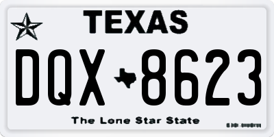 TX license plate DQX8623