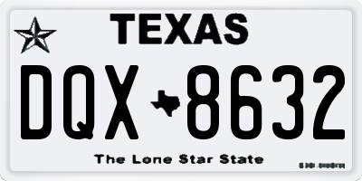 TX license plate DQX8632