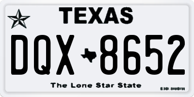 TX license plate DQX8652