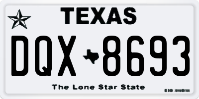 TX license plate DQX8693