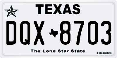 TX license plate DQX8703