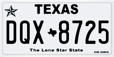 TX license plate DQX8725