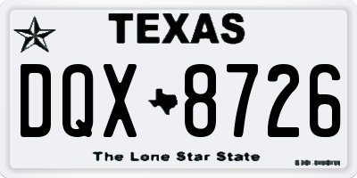 TX license plate DQX8726
