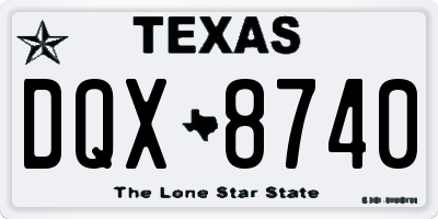 TX license plate DQX8740