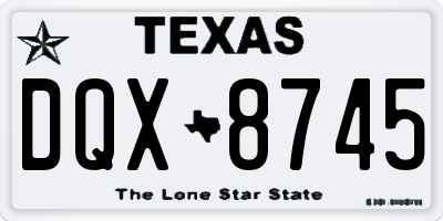 TX license plate DQX8745