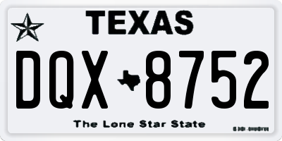 TX license plate DQX8752
