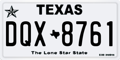 TX license plate DQX8761