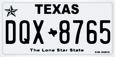 TX license plate DQX8765
