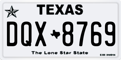 TX license plate DQX8769