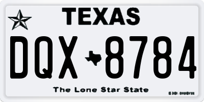 TX license plate DQX8784