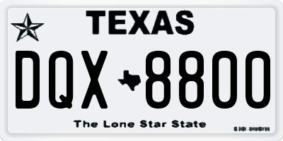 TX license plate DQX8800