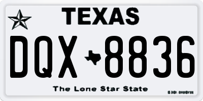 TX license plate DQX8836