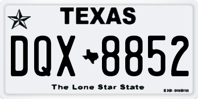 TX license plate DQX8852