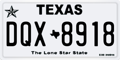 TX license plate DQX8918