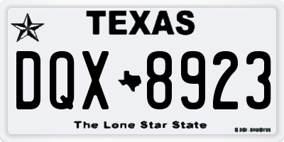 TX license plate DQX8923