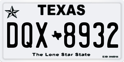 TX license plate DQX8932