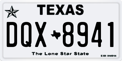TX license plate DQX8941