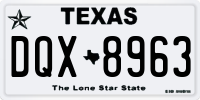 TX license plate DQX8963