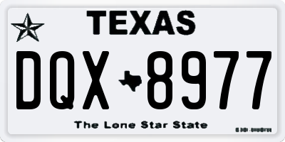 TX license plate DQX8977