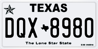 TX license plate DQX8980