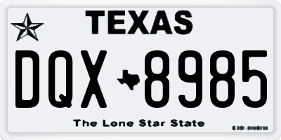 TX license plate DQX8985