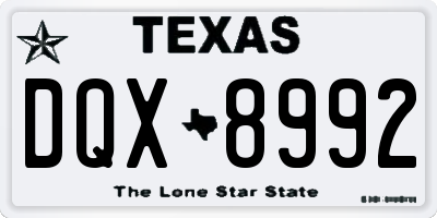 TX license plate DQX8992
