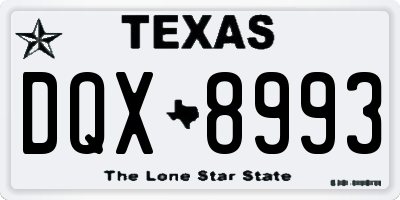 TX license plate DQX8993