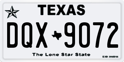TX license plate DQX9072