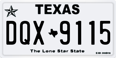 TX license plate DQX9115