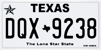 TX license plate DQX9238