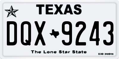 TX license plate DQX9243