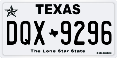 TX license plate DQX9296